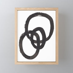 And I Op' Minimalist Ink Line Drawing Abstract Black Brush Strokes Modern Funky Maze by Ejaaz Haniff Mini Art Print