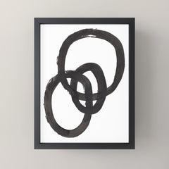 And I Op' Minimalist Ink Line Drawing Abstract Black Brush Strokes Modern Funky Maze by Ejaaz Haniff Mini Art Print