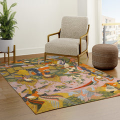 (Book of omens) Angels bow before Adam and Eve in Paradise Islamic Antique Art Rug