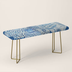 4 Four 4 Blue and White Ginger Jars Bench