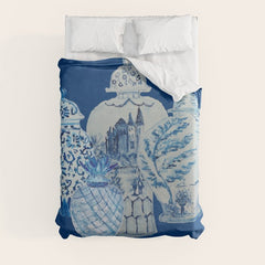 4 Four 4 Blue and White Ginger Jars Duvet Cover