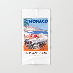 1936 Monaco Grand Prix Race Poster Bath Towel