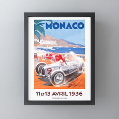 1936 Monaco Grand Prix Race Poster Mini Art Print