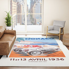 1936 Monaco Grand Prix Race Poster Rug