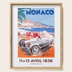 1936 Monaco Grand Prix Race Poster Serving Tray