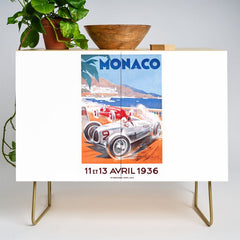 1936 Monaco Grand Prix Race Poster Credenza