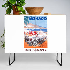 1936 Monaco Grand Prix Race Poster Credenza