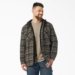 Water Repellent Flannel Hooded Shirt Jacket