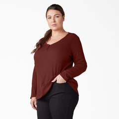 Women's Plus Henley Long Sleeve Shirt