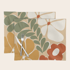 70s boho botanical flowers Placemat