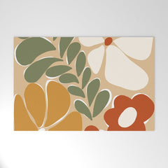 70s boho botanical flowers Welcome Mat