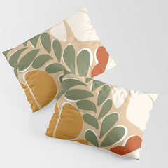 70s boho botanical flowers Pillow Sham