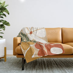 70s boho botanical flowers Throw Blanket