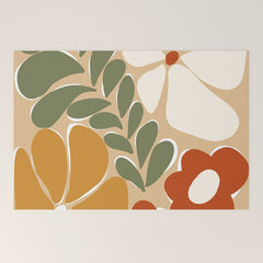 70s boho botanical flowers Welcome Mat