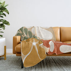 70s boho botanical flowers Throw Blanket