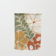 70s boho botanical flowers Wall Hanging