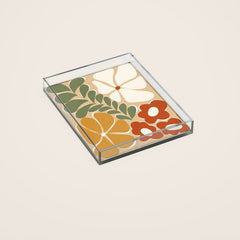 70s boho botanical flowers Acrylic Tray