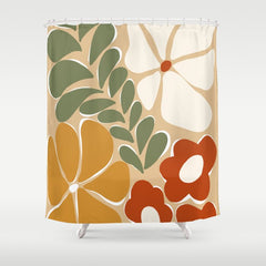 70s boho botanical flowers Shower Curtain