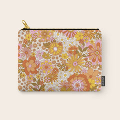 70s Floral Pattern Carry All Pouch