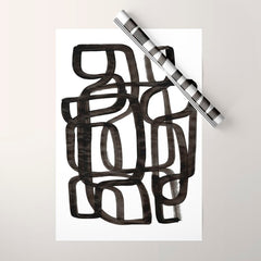 Writing On The Wall' Mid Century Modern Fun Abstract Shapes Wrapping Paper