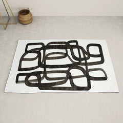 Writing On The Wall' Mid Century Modern Fun Abstract Shapes Rug