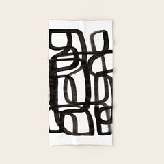 Writing On The Wall' Mid Century Modern Fun Abstract Shapes Bath Towel