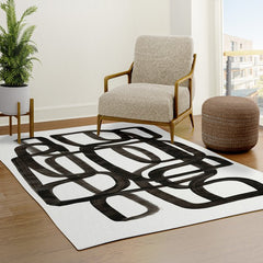 Writing On The Wall' Mid Century Modern Fun Abstract Shapes Rug