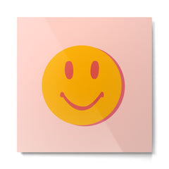70s retro yellow smile face illustration Metal Print