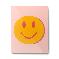 70s retro yellow smile face illustration Metal Print
