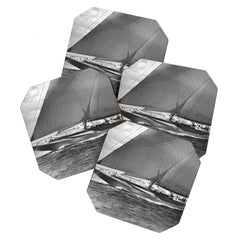 12-meter Sailing Yacht America's Cup Races nautical black and white photograph Coaster