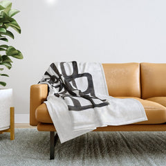 Writing On The Wall' Mid Century Modern Fun Abstract Shapes Throw Blanket