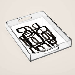 Writing On The Wall' Mid Century Modern Fun Abstract Shapes Acrylic Tray