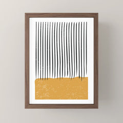 (White Background) Mid Century Modern Minimalist Rothko Inspired Color Field With Lines Geometric Style Mini Art Print