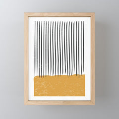(White Background) Mid Century Modern Minimalist Rothko Inspired Color Field With Lines Geometric Style Mini Art Print