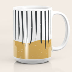(White Background) Mid Century Modern Minimalist Rothko Inspired Color Field With Lines Geometric Style Coffee Mug