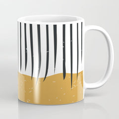 (White Background) Mid Century Modern Minimalist Rothko Inspired Color Field With Lines Geometric Style Coffee Mug