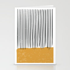 (White Background) Mid Century Modern Minimalist Rothko Inspired Color Field With Lines Geometric Style Stationery Card