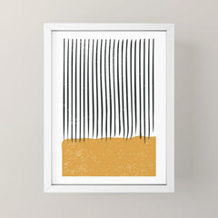 (White Background) Mid Century Modern Minimalist Rothko Inspired Color Field With Lines Geometric Style Mini Art Print