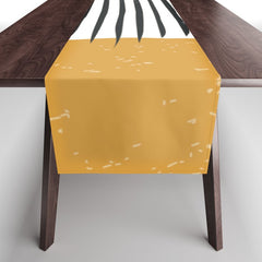 (White Background) Mid Century Modern Minimalist Rothko Inspired Color Field With Lines Geometric Style Table Runner