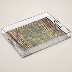 18th Century Indian Tree Textile Digital Art Painting Acrylic Tray