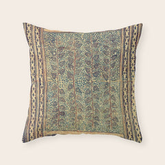 18th Century Indian Tree Textile Digital Art Painting Throw Pillow