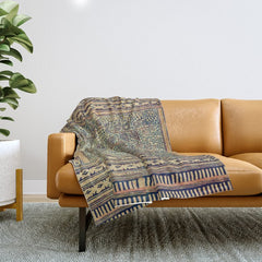 18th Century Indian Tree Textile Digital Art Painting Throw Blanket
