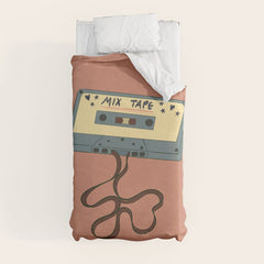 80s Vintage Cassette Mixed Tape Duvet Cover