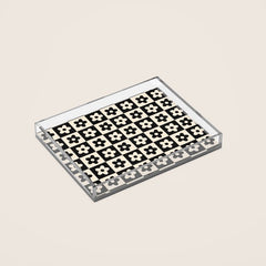 90s flowers checkers cream and black Acrylic Tray