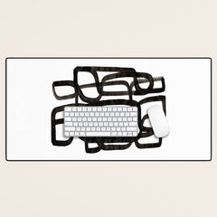 Writing On The Wall' Mid Century Modern Fun Abstract Shapes Desk Mat