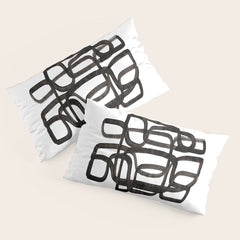 Writing On The Wall' Mid Century Modern Fun Abstract Shapes Pillow Sham