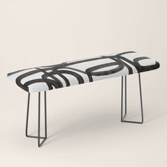 Writing On The Wall' Mid Century Modern Fun Abstract Shapes Bench