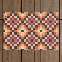 70s color squares pattern Outdoor Rug