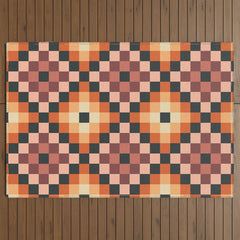 70s color squares pattern Outdoor Rug