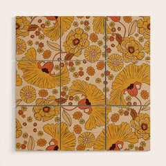 70s Floral Pattern Wood Wall Art